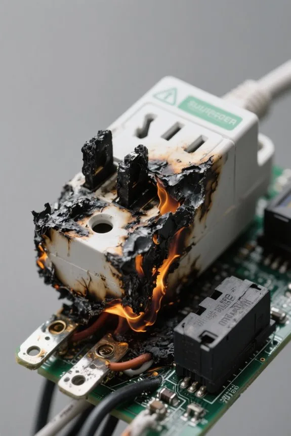 burning smell from surge